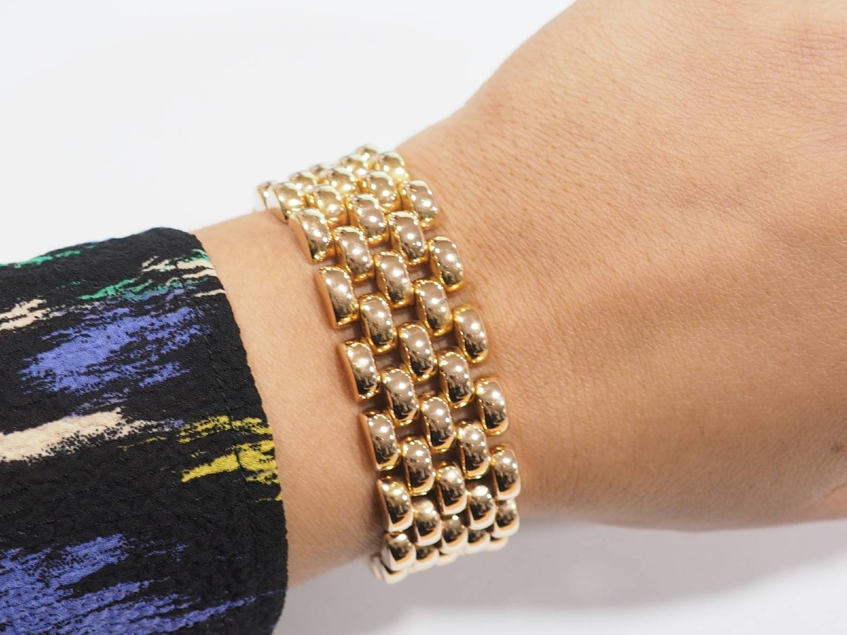 Rose Gold Rice Grain Mesh Bracelet-photo-4