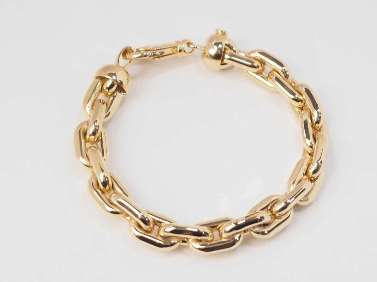 Yellow Gold And Diamond Curb Link Bracelet-photo-3