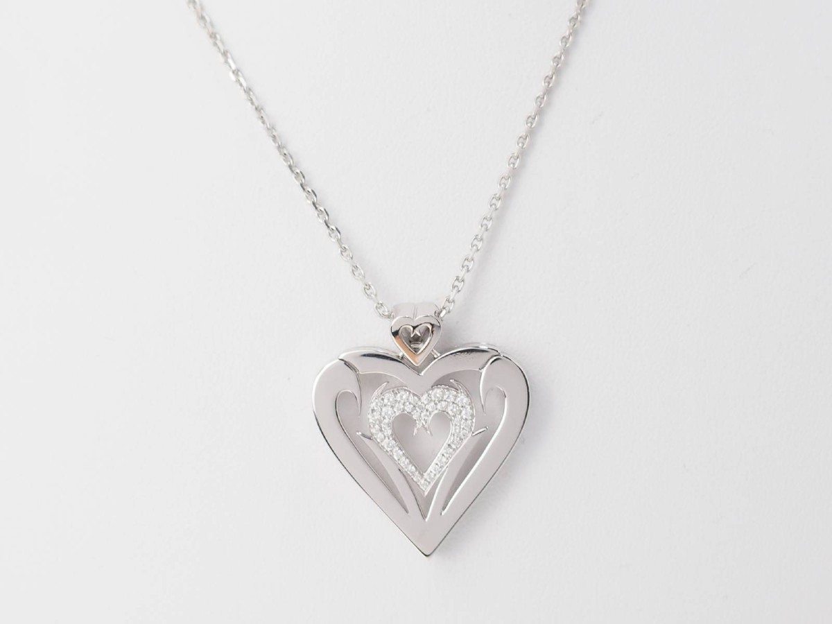 Collier Coeur En Or Blanc Et Diamants-photo-2