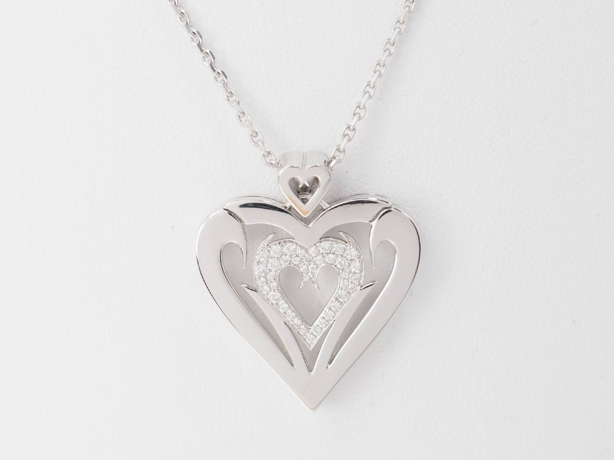 Collier Coeur En Or Blanc Et Diamants-photo-4