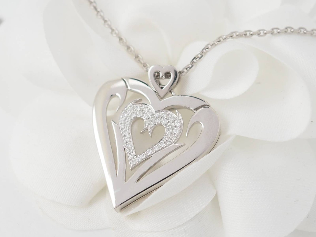 Collier Coeur En Or Blanc Et Diamants-photo-2