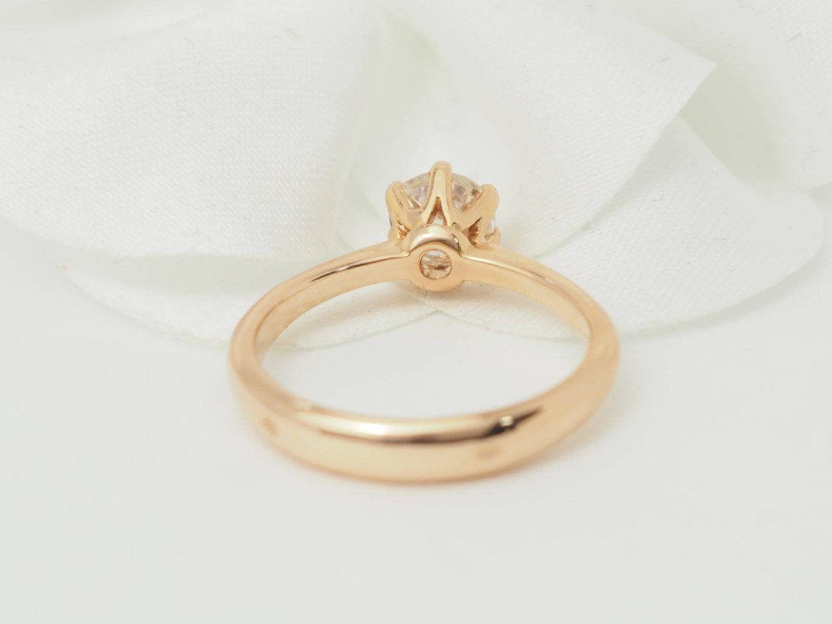 Bague Solitaire En Or Rose Et Diamant 0.69ct Certifié-photo-3