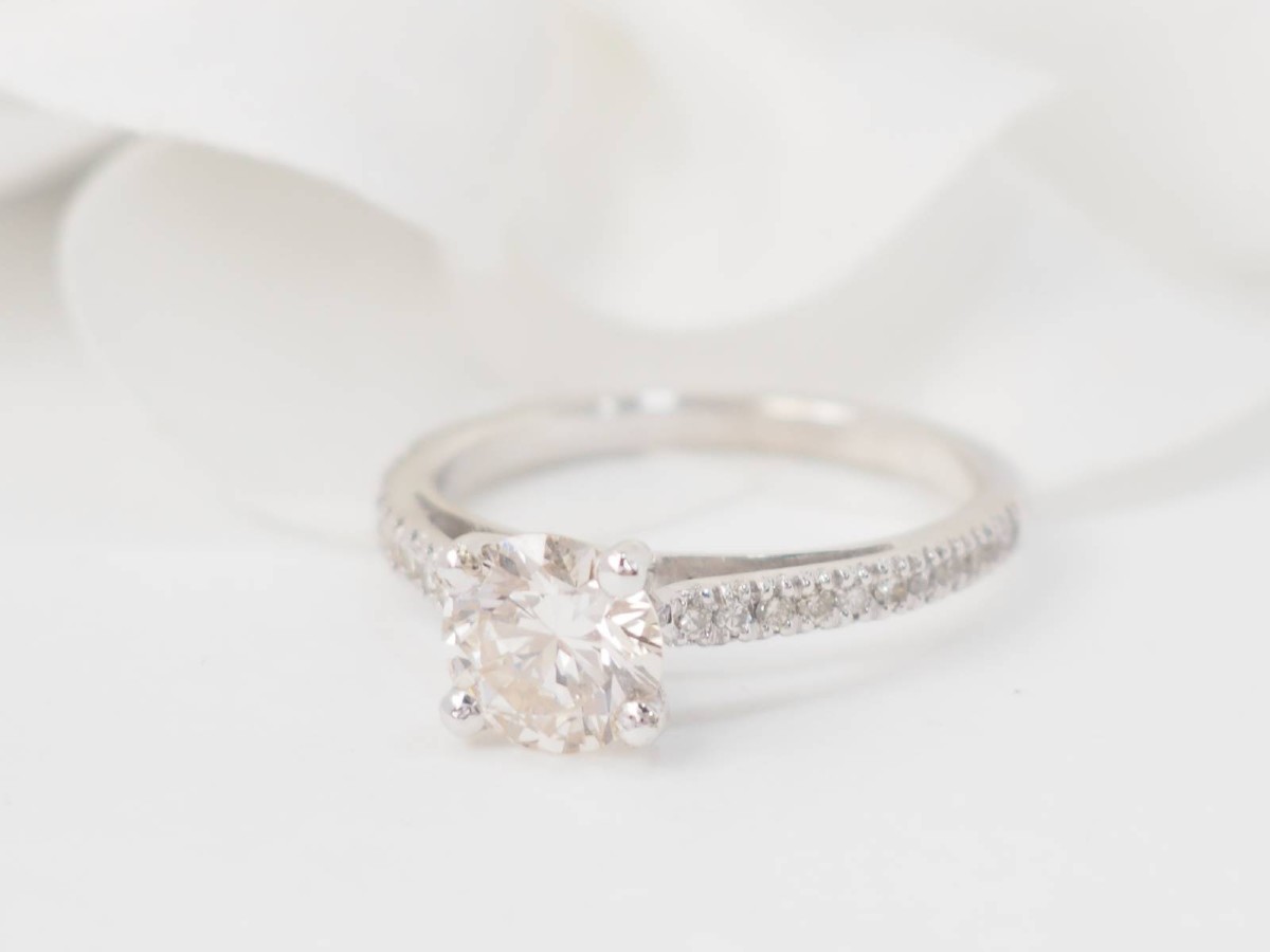 Bague Solitaire En Or Blanc Et Diamants 1.20ct-photo-3
