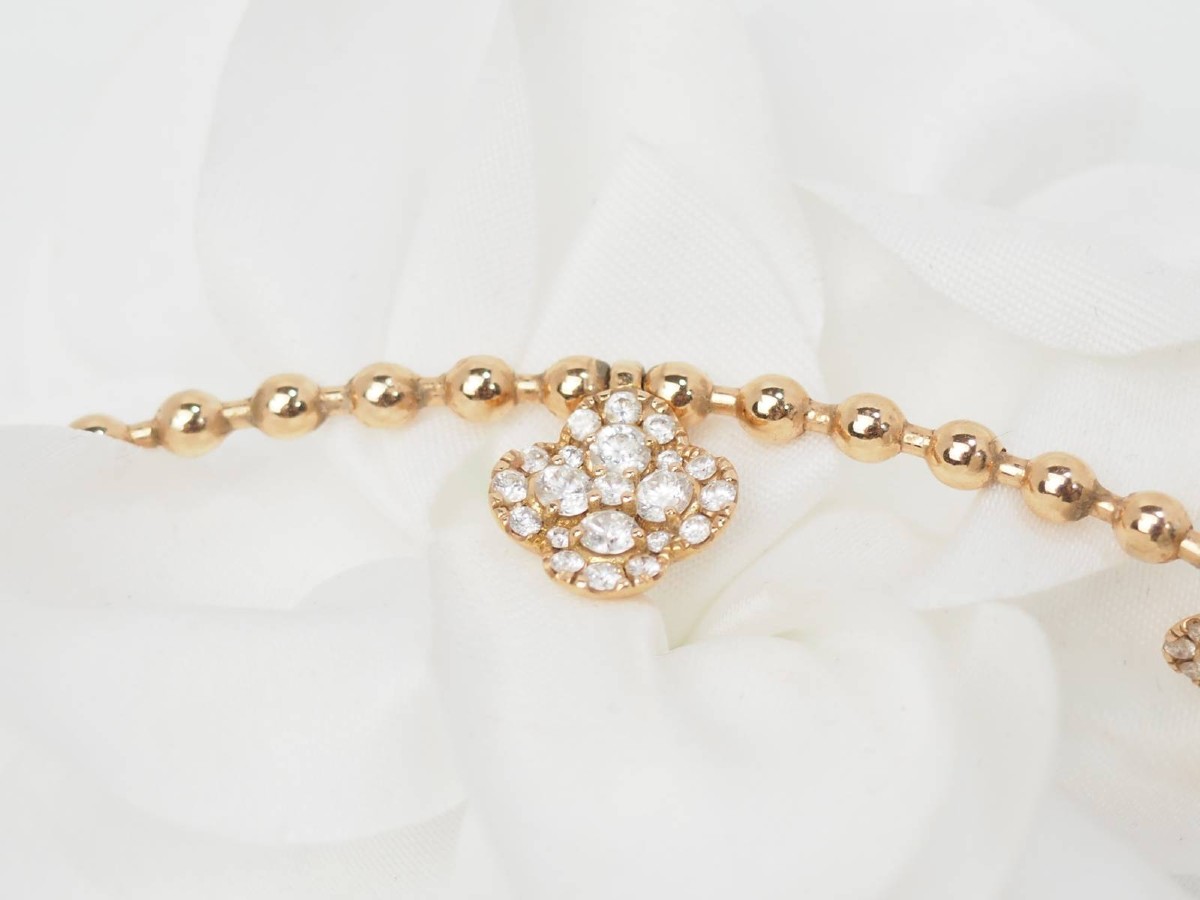 Rigid Ball And Clover Necklace In Rose Gold And Diamonds-photo-1