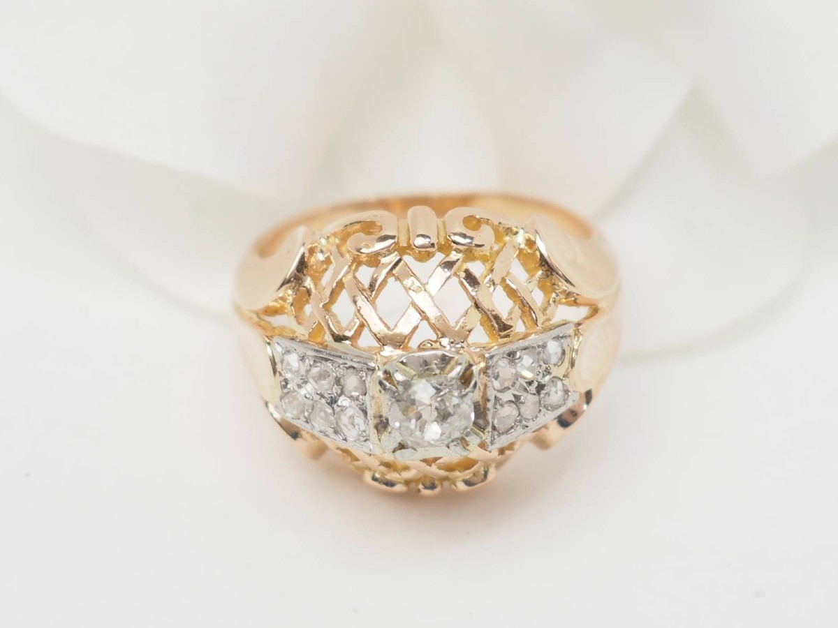 Bague Tank En Or Bicolore Et Diamants-photo-2