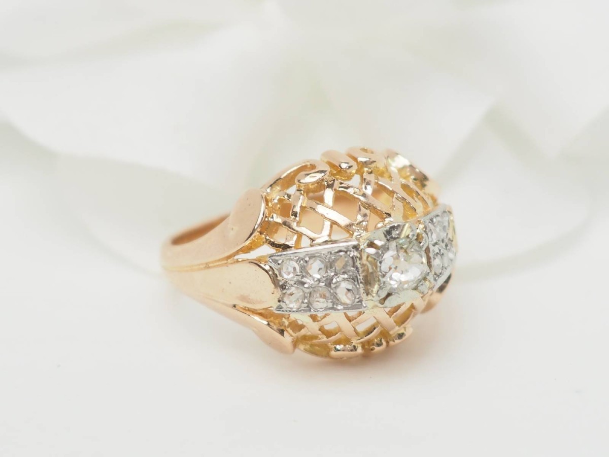 Bague Tank En Or Bicolore Et Diamants-photo-3