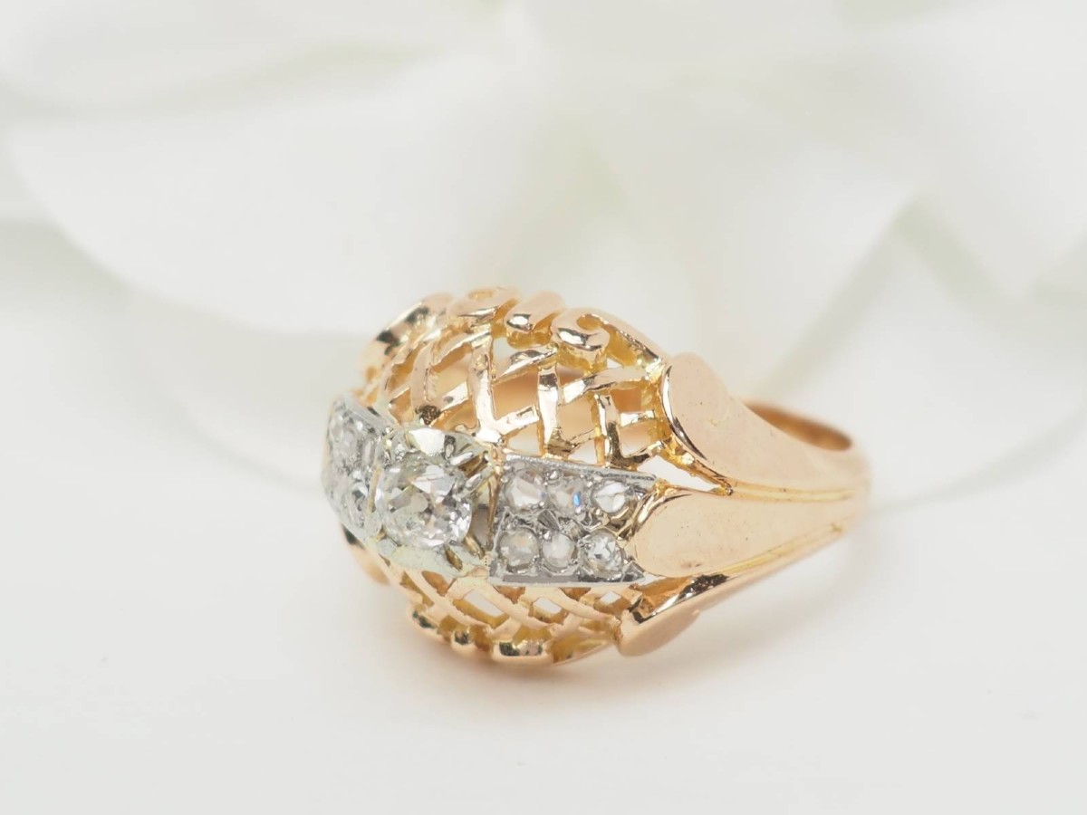 Bague Tank En Or Bicolore Et Diamants-photo-4