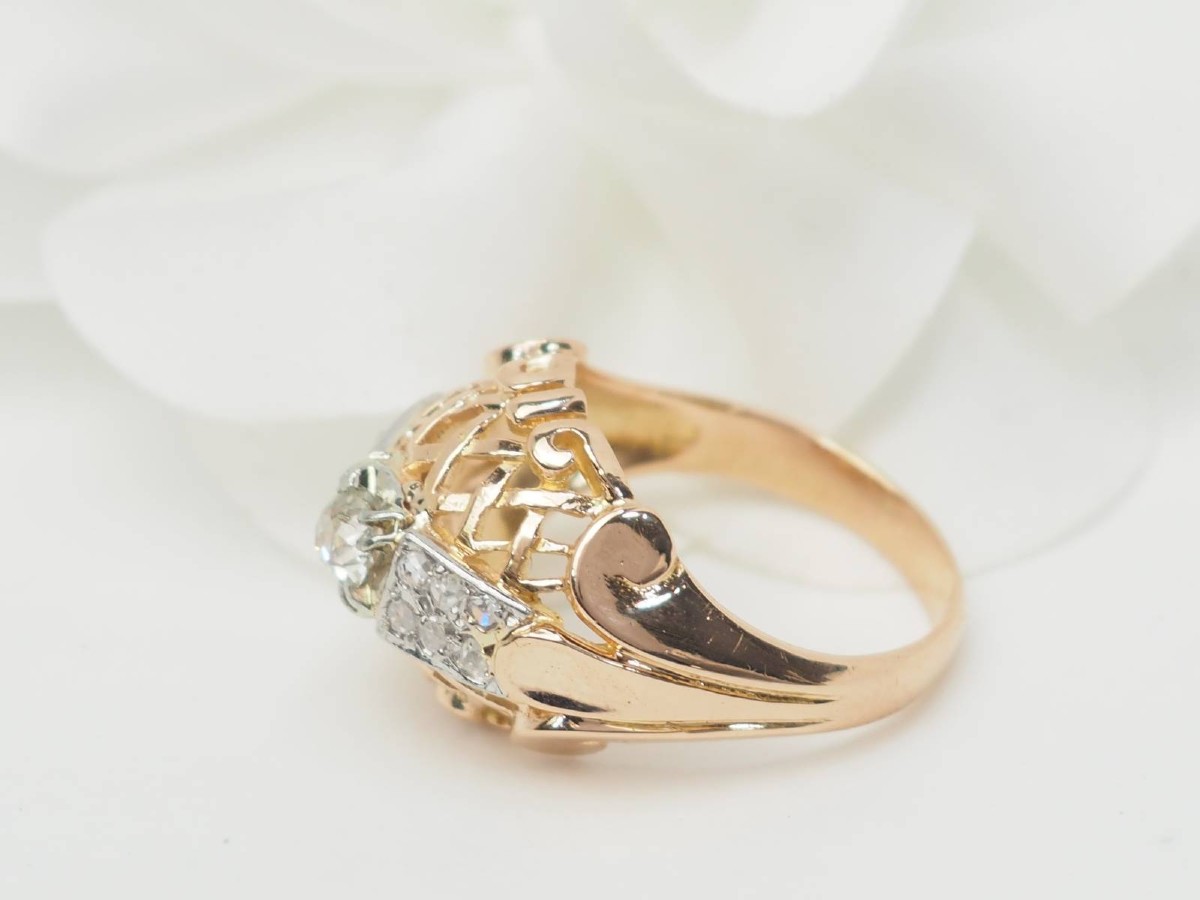 Bague Tank En Or Bicolore Et Diamants-photo-1