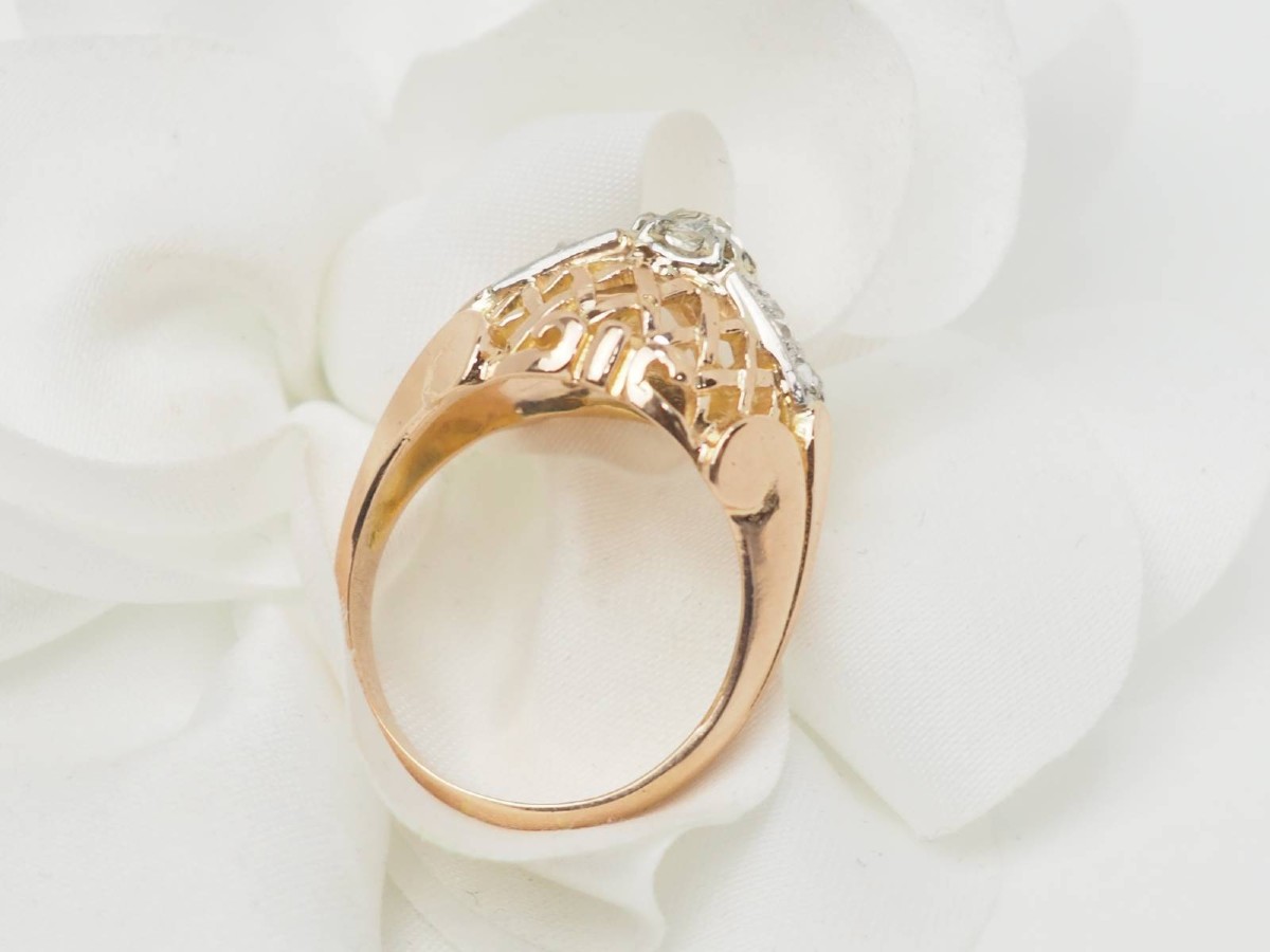 Bague Tank En Or Bicolore Et Diamants-photo-3