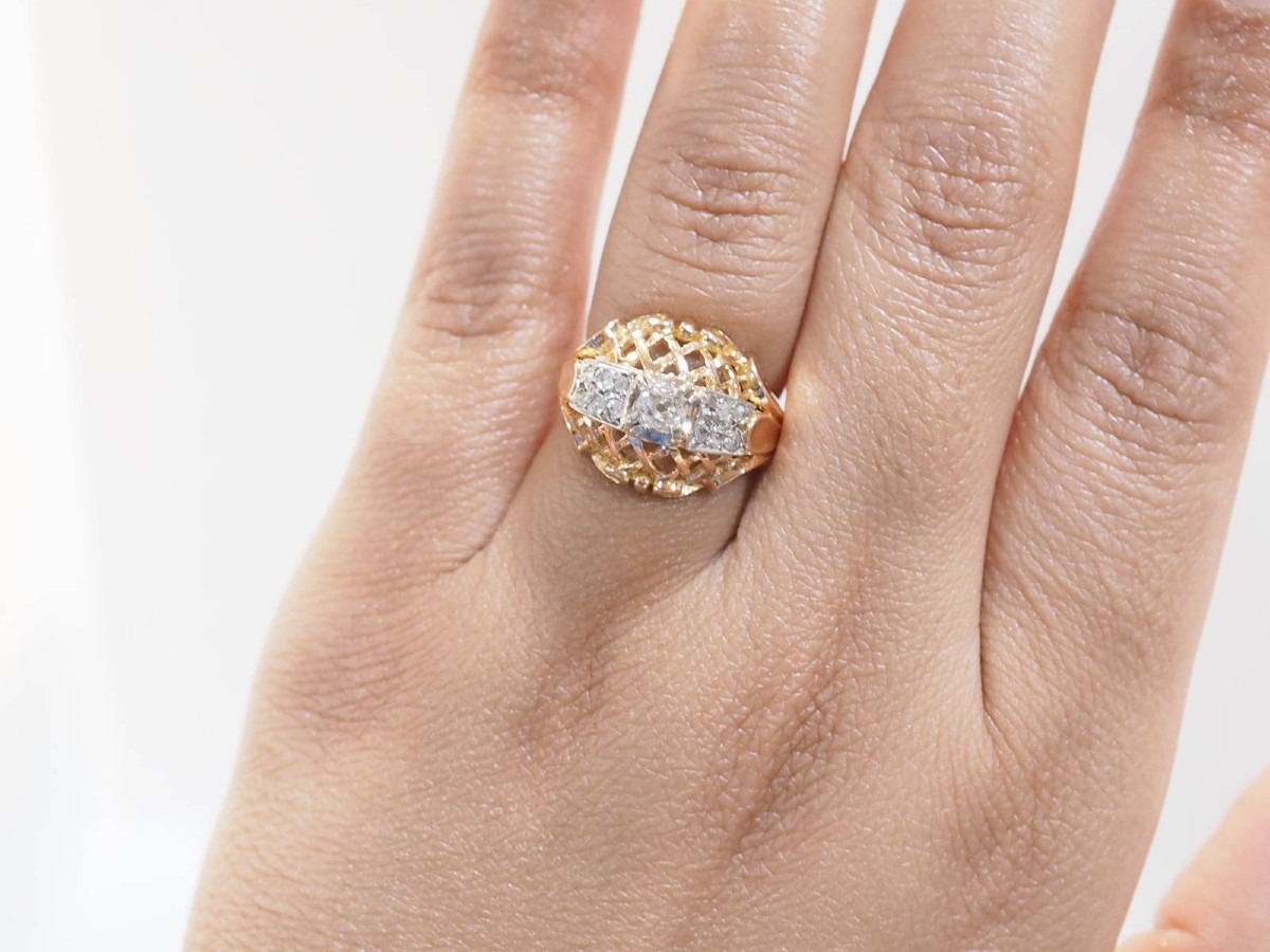 Bague Tank En Or Bicolore Et Diamants-photo-4