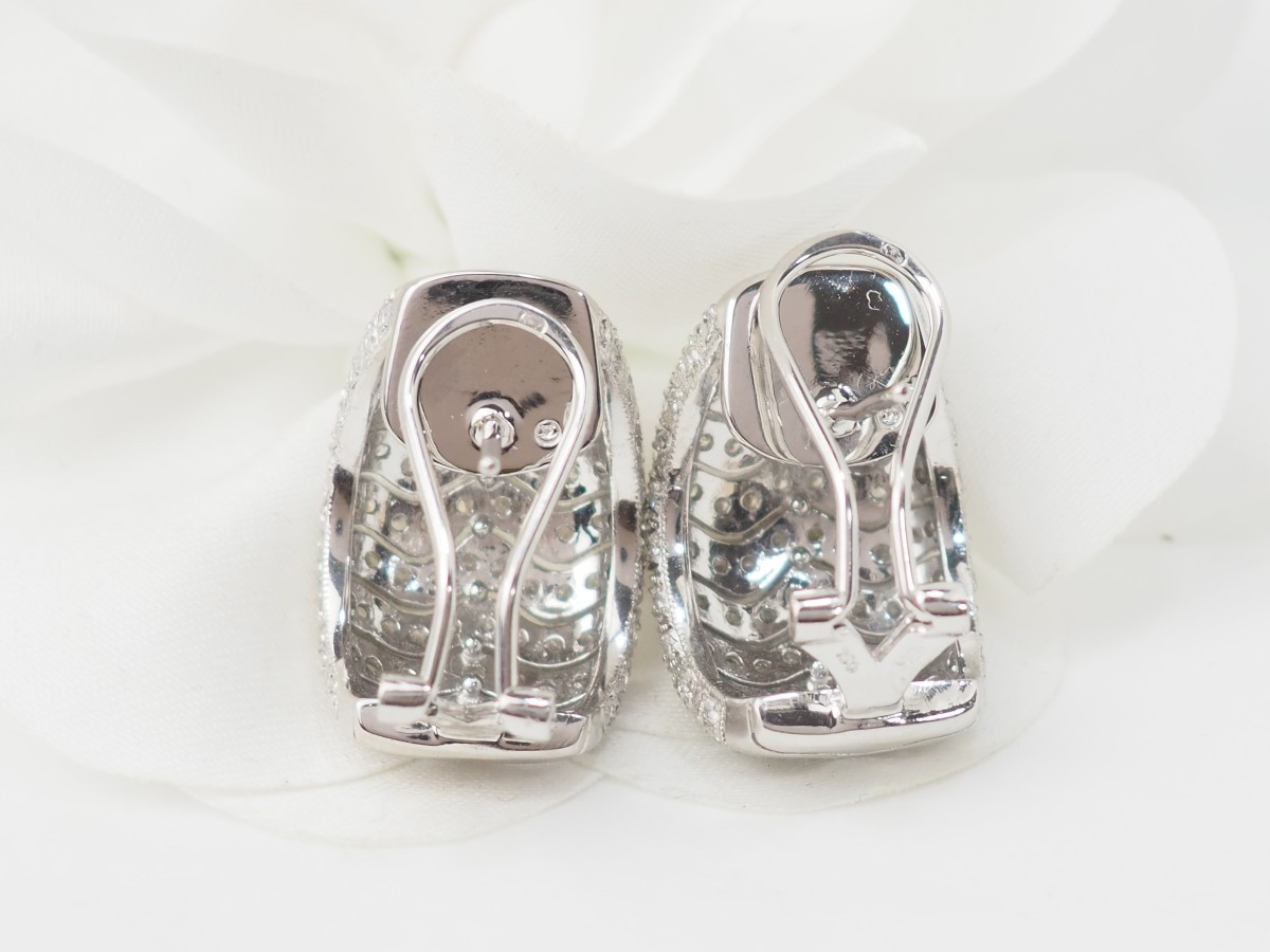 Boucles d'Oreilles En Or Blanc Et Pavage Diamants-photo-2