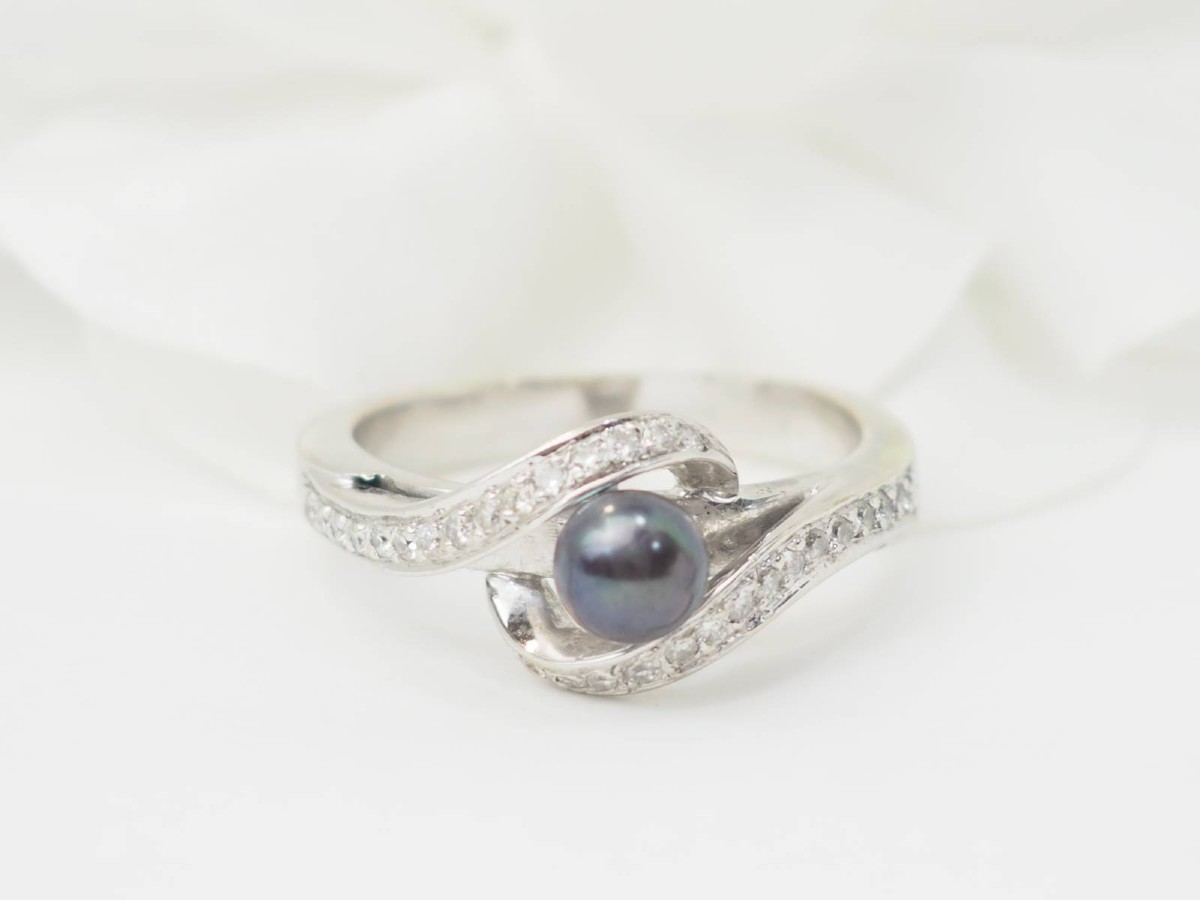 White Gold, Tahitian Pearl And Diamond Ring