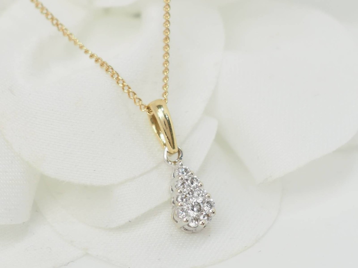 Collier Pendentif Goutte En Or Bicolore Et Diamants-photo-2
