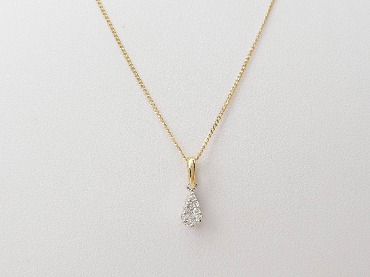 Collier Pendentif Goutte En Or Bicolore Et Diamants