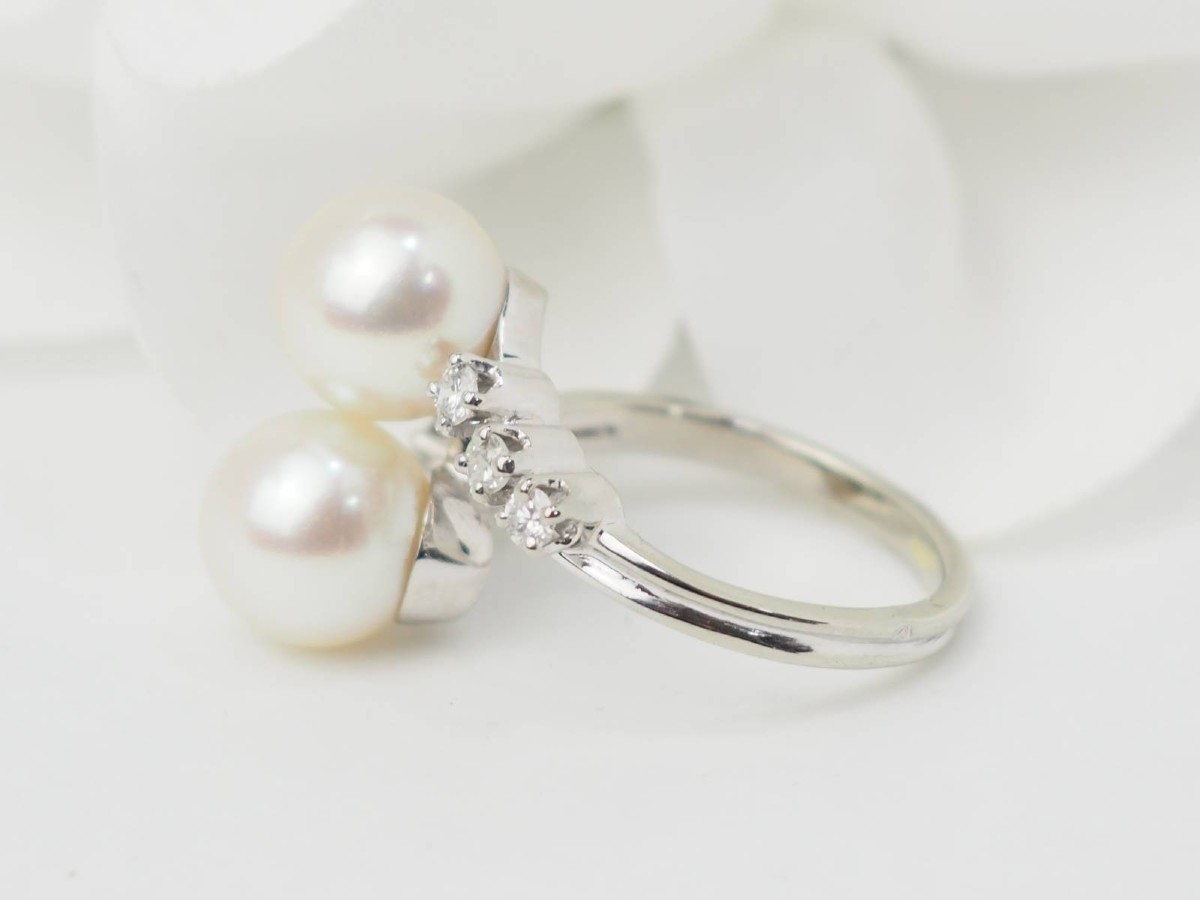 Bague Toi Et Moi En Or Blanc, Perles De Culture Et Diamants-photo-4