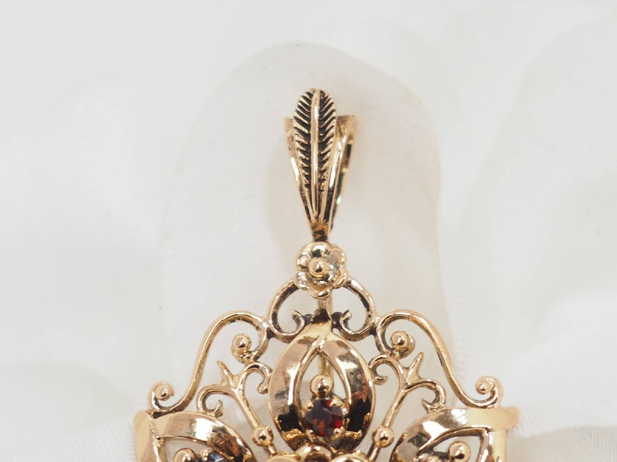 Yellow Gold, Emerald And Cultured Pearl Pendant Brooch-photo-4