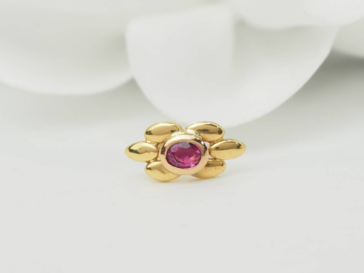Puces d'Oreilles En Or Jaune Et Rubis 0.40ct-photo-2