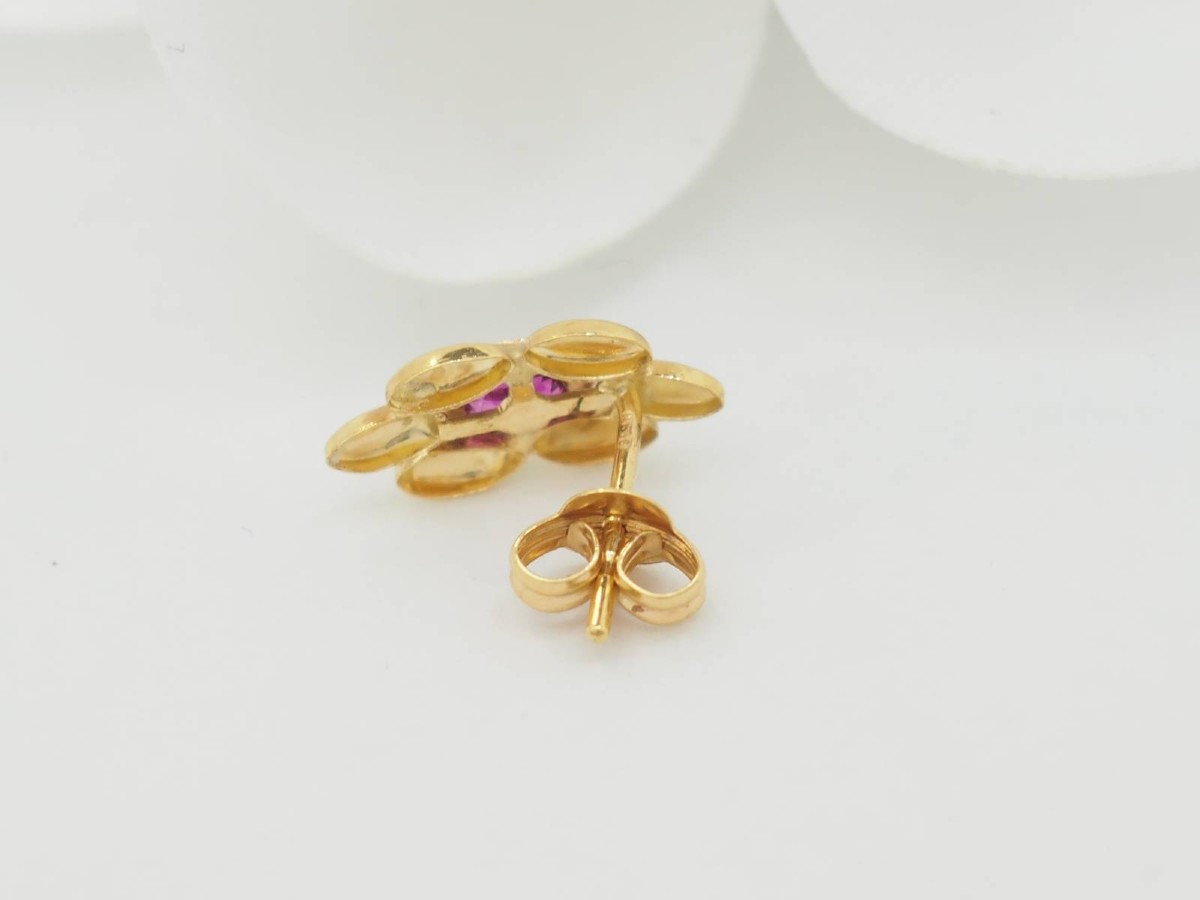 Puces d'Oreilles En Or Jaune Et Rubis 0.40ct-photo-1