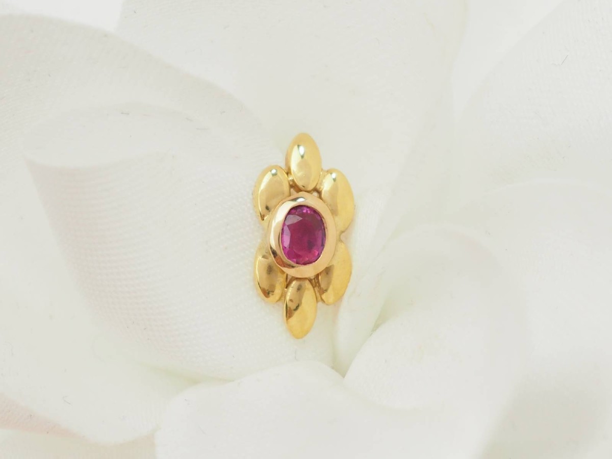 Puces d'Oreilles En Or Jaune Et Rubis 0.40ct-photo-2