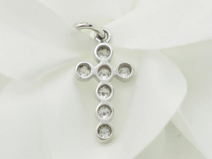 Pendentif Croix En Or Blanc Et Diamants 0.35ct-photo-2