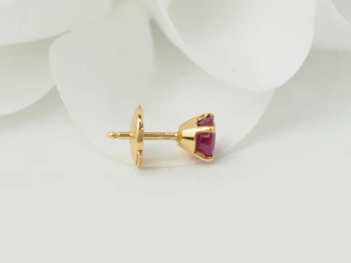 Yellow Gold And Ruby Stud Earrings 0.45ct-photo-4