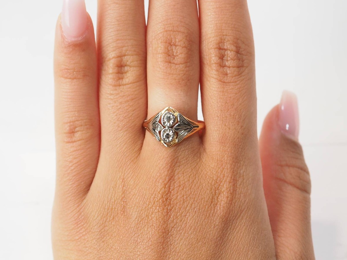 Art Nouveau Two-tone Gold Ring-photo-2