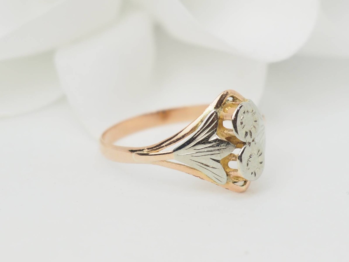 Art Nouveau Two-tone Gold Ring-photo-4