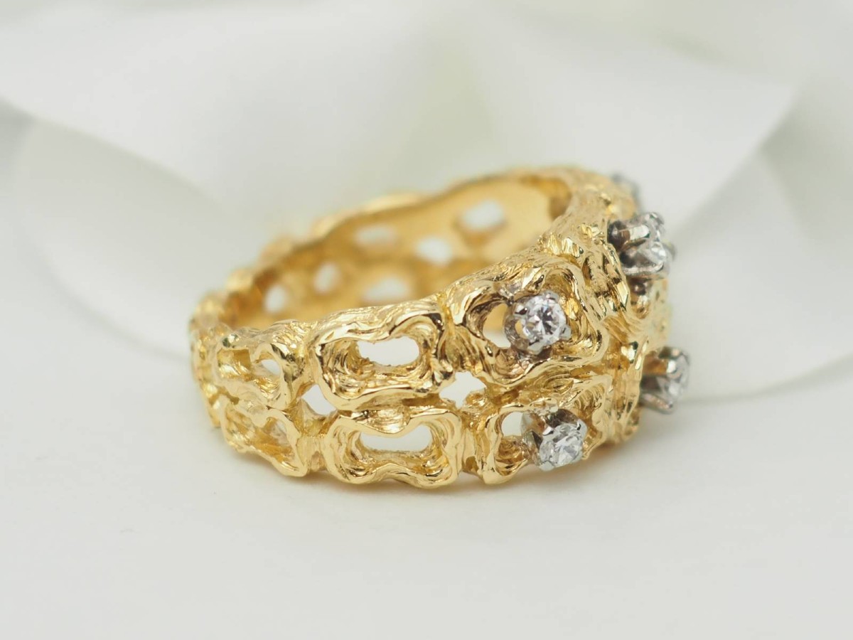 Bague Vintage En Or Jaune Et Diamants-photo-1