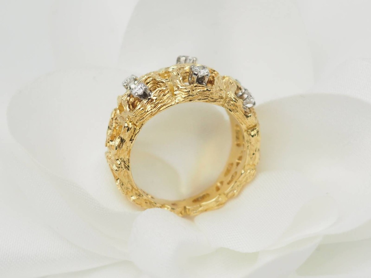 Bague Vintage En Or Jaune Et Diamants-photo-3
