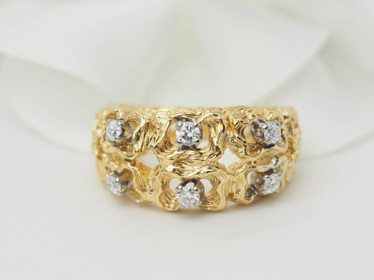 Bague Vintage En Or Jaune Et Diamants