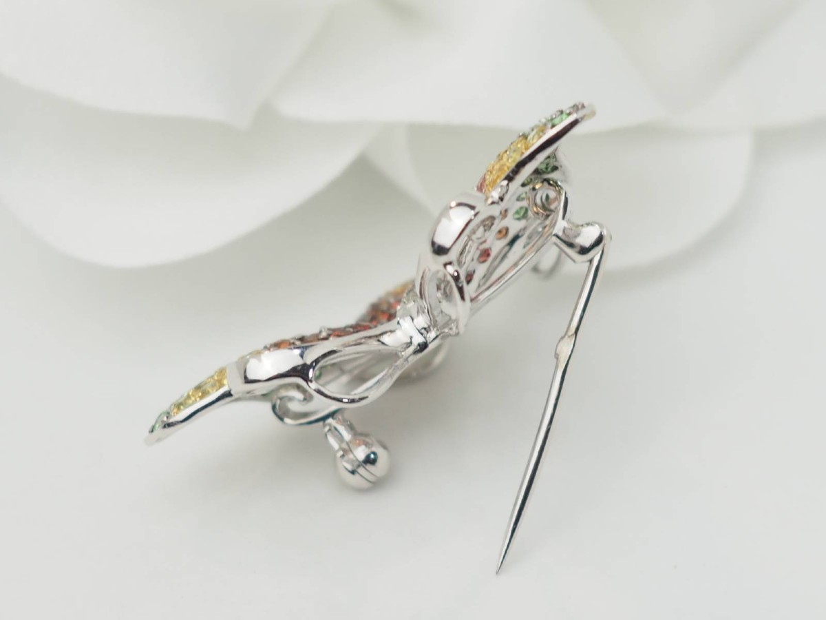 Butterfly Brooch In White Gold, Citrine, Topaz And Peridot -photo-2