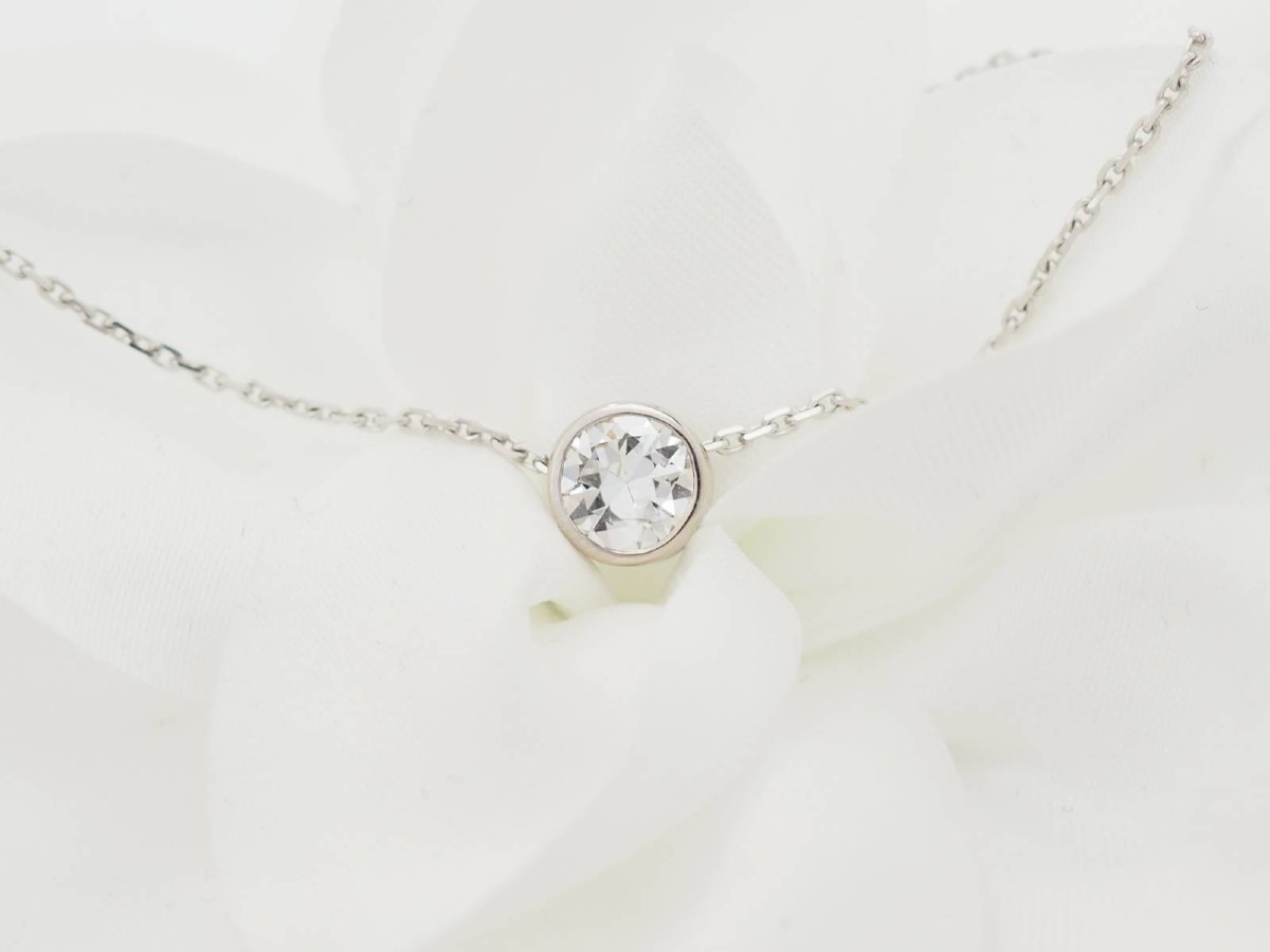 Collier Solitaire En Or Blanc Et Diamant 0.77ct-photo-4