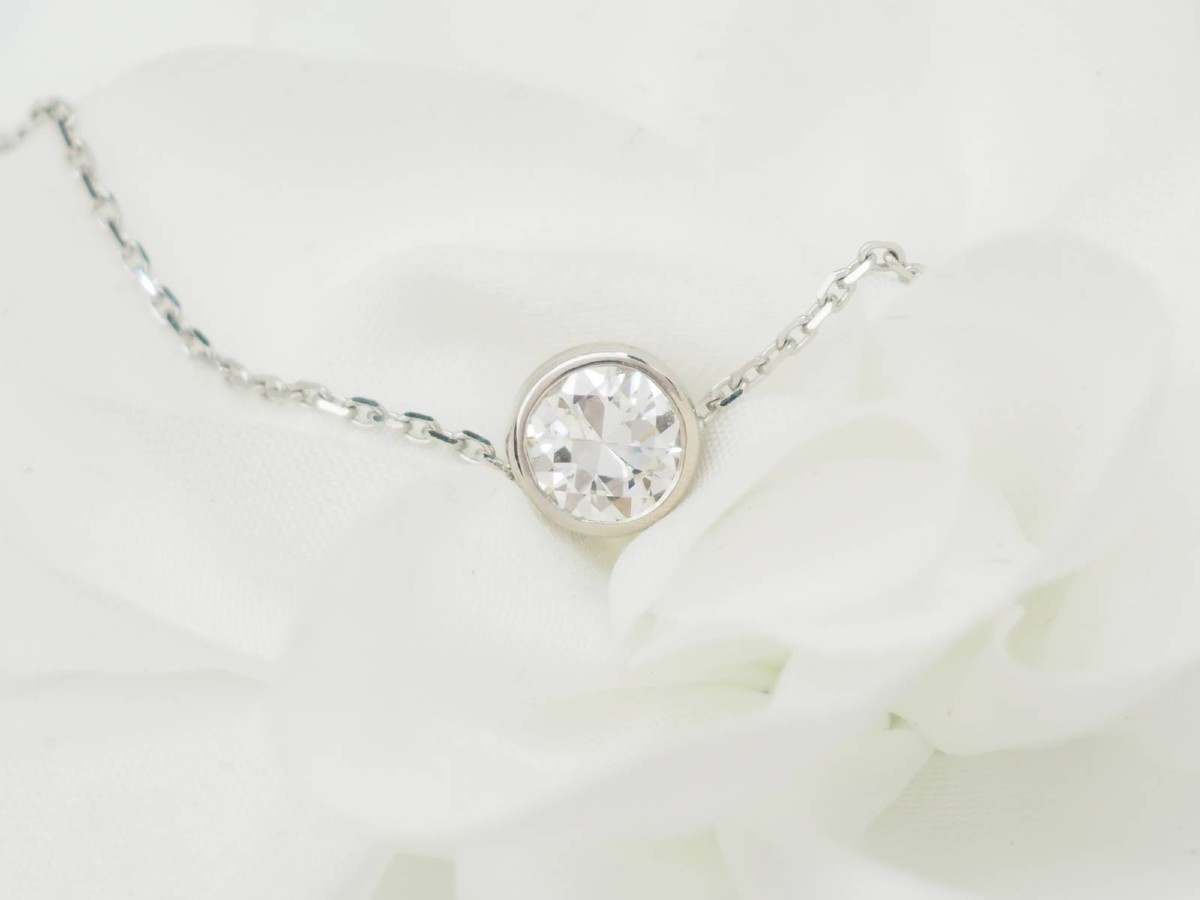 Collier Solitaire En Or Blanc Et Diamant 0.77ct-photo-1