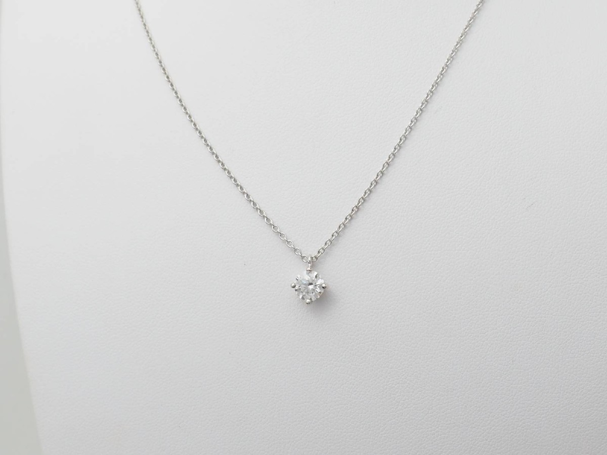 White Gold And Diamond Solitaire Necklace 0.70ct-photo-2