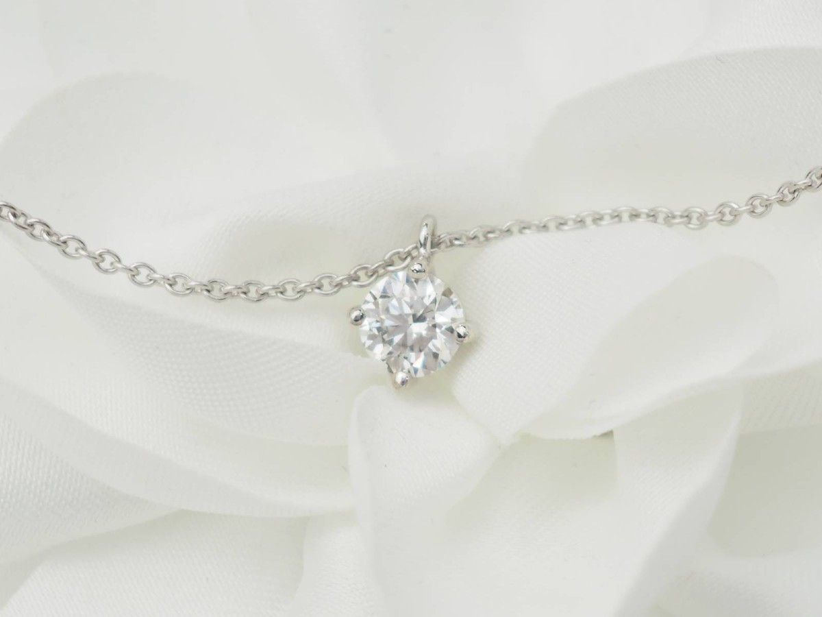 White Gold And Diamond Solitaire Necklace 0.70ct-photo-4