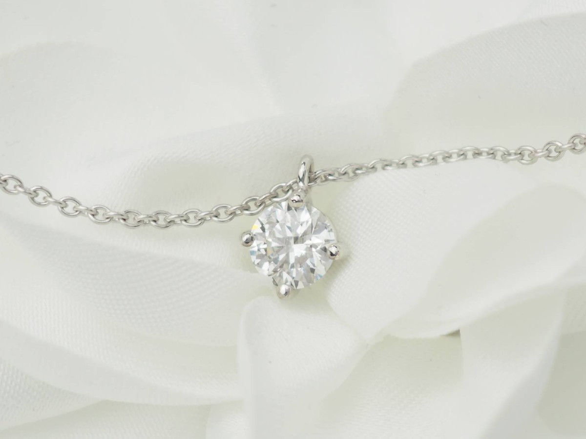 White Gold And Diamond Solitaire Necklace 0.70ct-photo-1