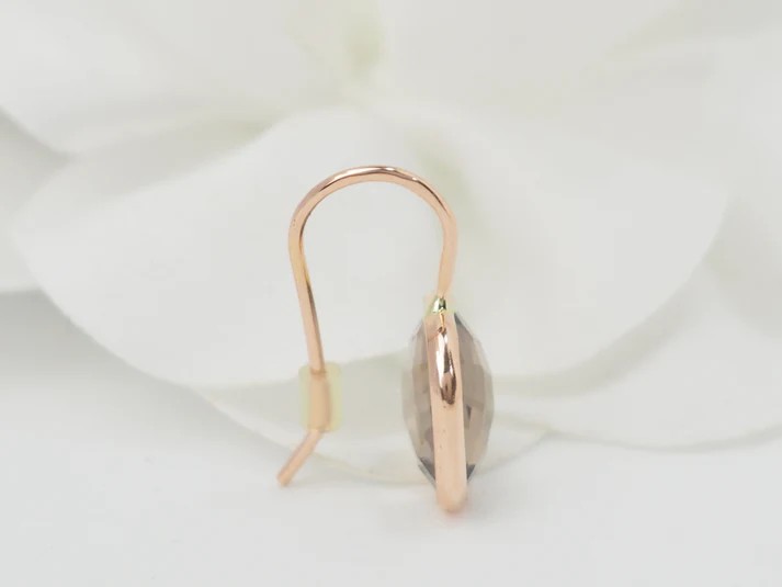 Rose Gold And Smoky Quartz Hoop Earrings-photo-3