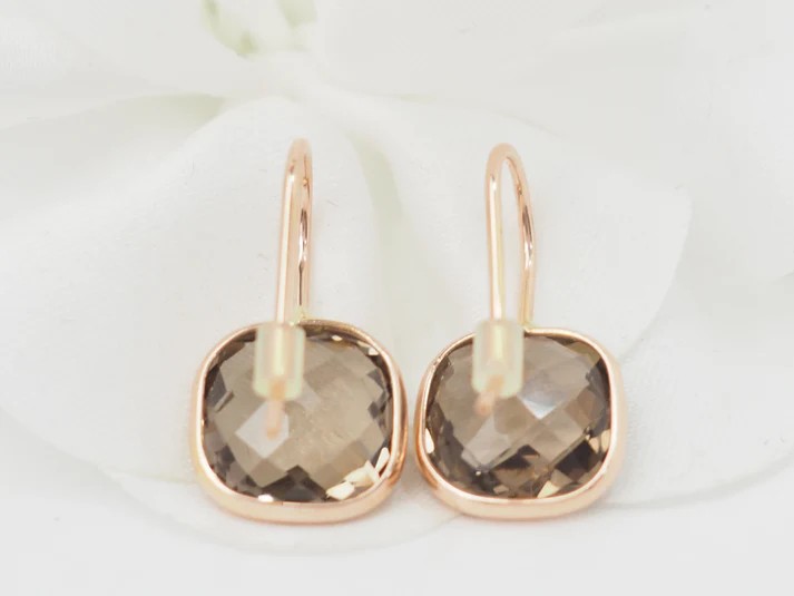 Rose Gold And Smoky Quartz Hoop Earrings-photo-4