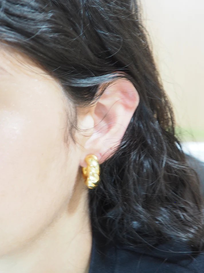 Yellow Gold Twisted Hoop Earrings-photo-4