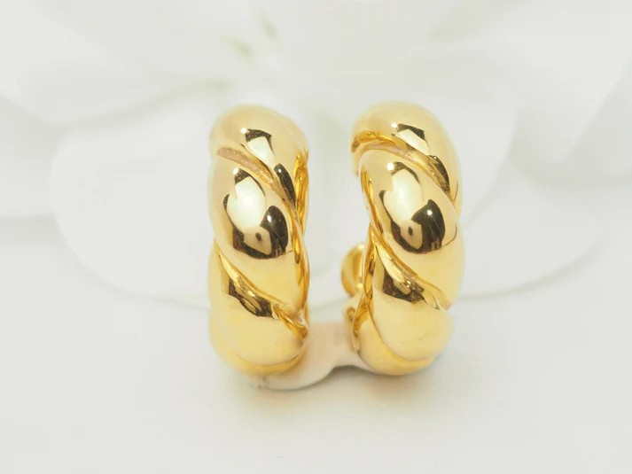 Yellow Gold Twisted Hoop Earrings