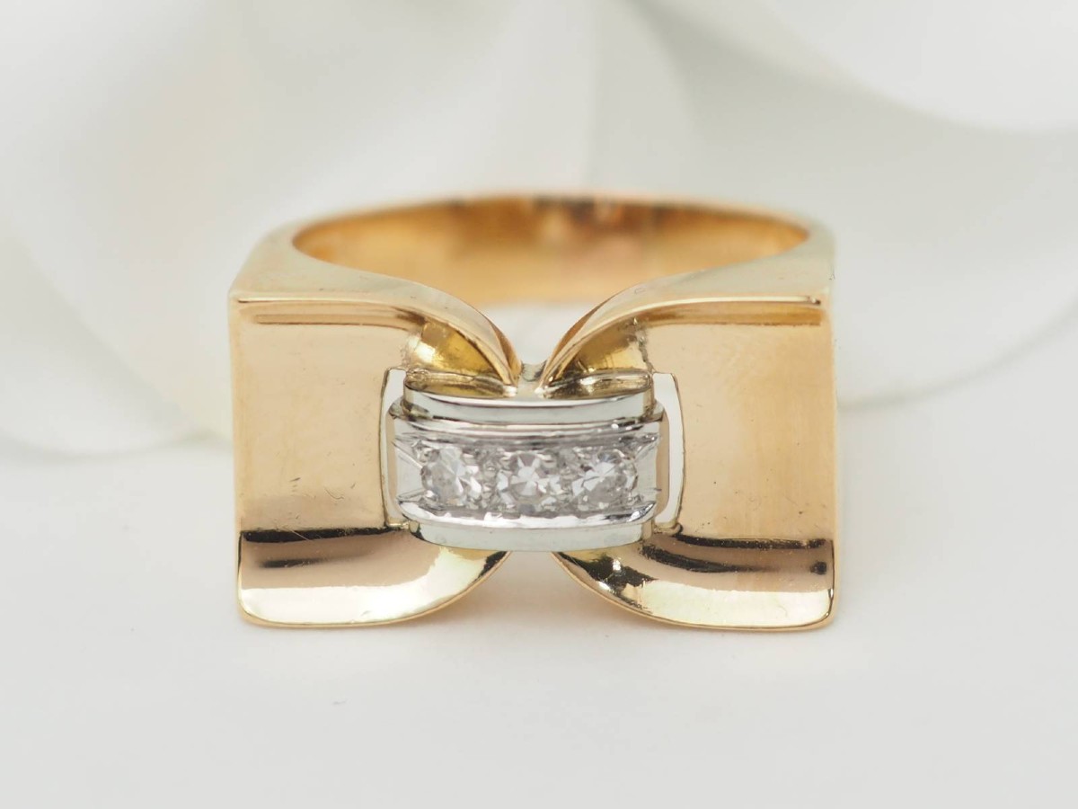 Bague Tank en or jaune et diamants-photo-2