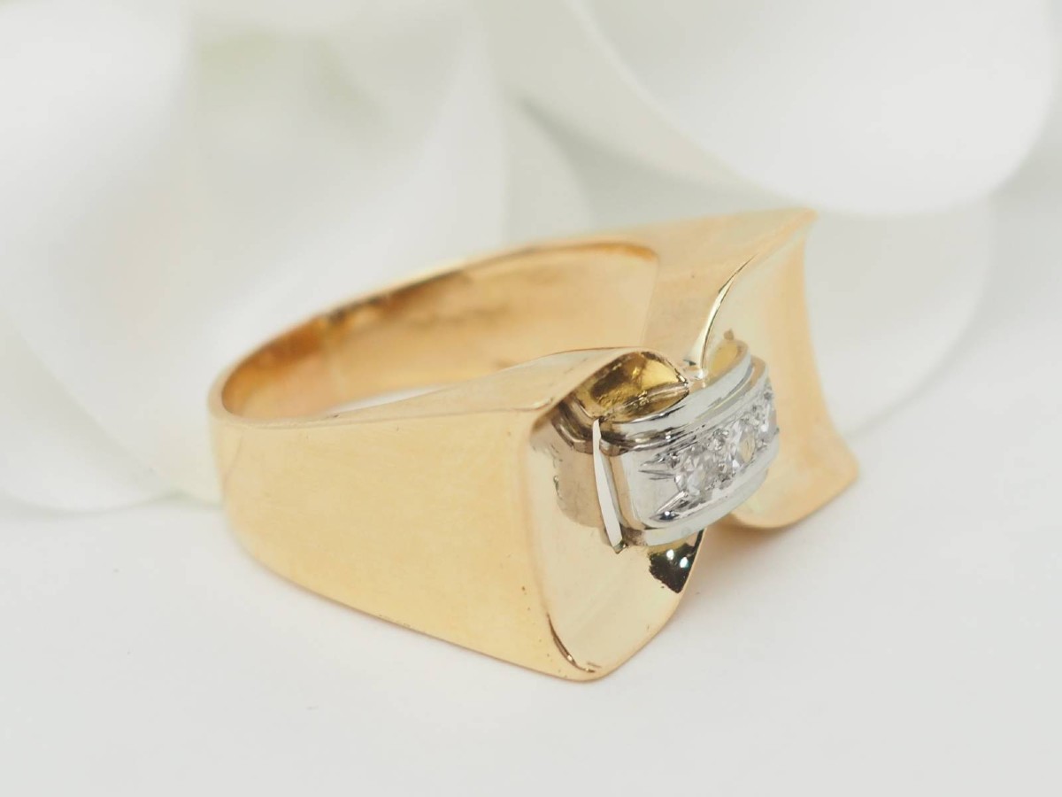 Bague Tank en or jaune et diamants-photo-3