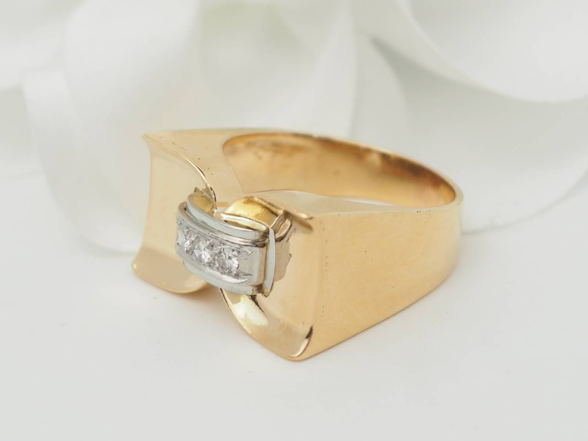 Bague Tank en or jaune et diamants-photo-4