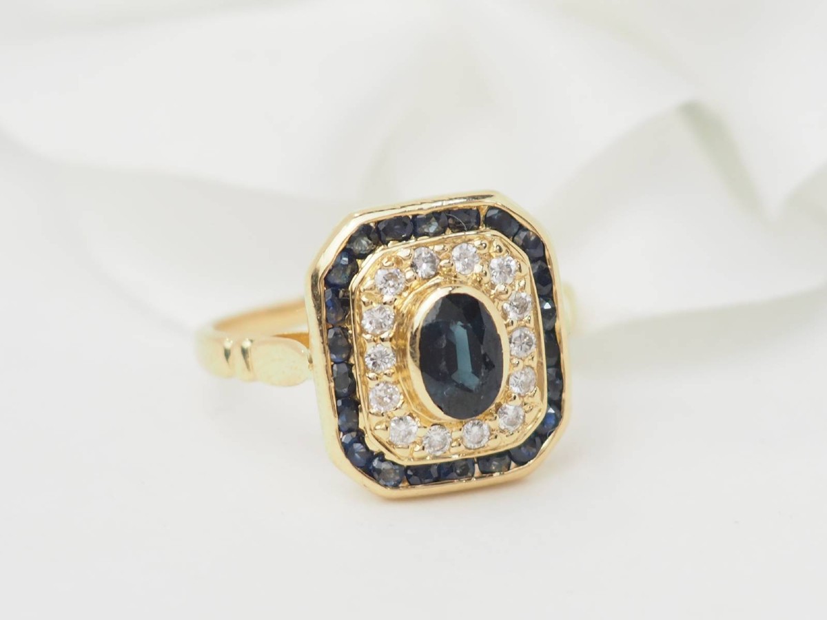Yellow Gold, Sapphire And Diamond Entourage Ring-photo-2
