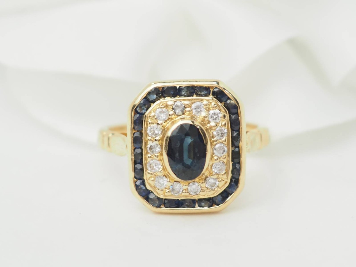 Yellow Gold, Sapphire And Diamond Entourage Ring-photo-2
