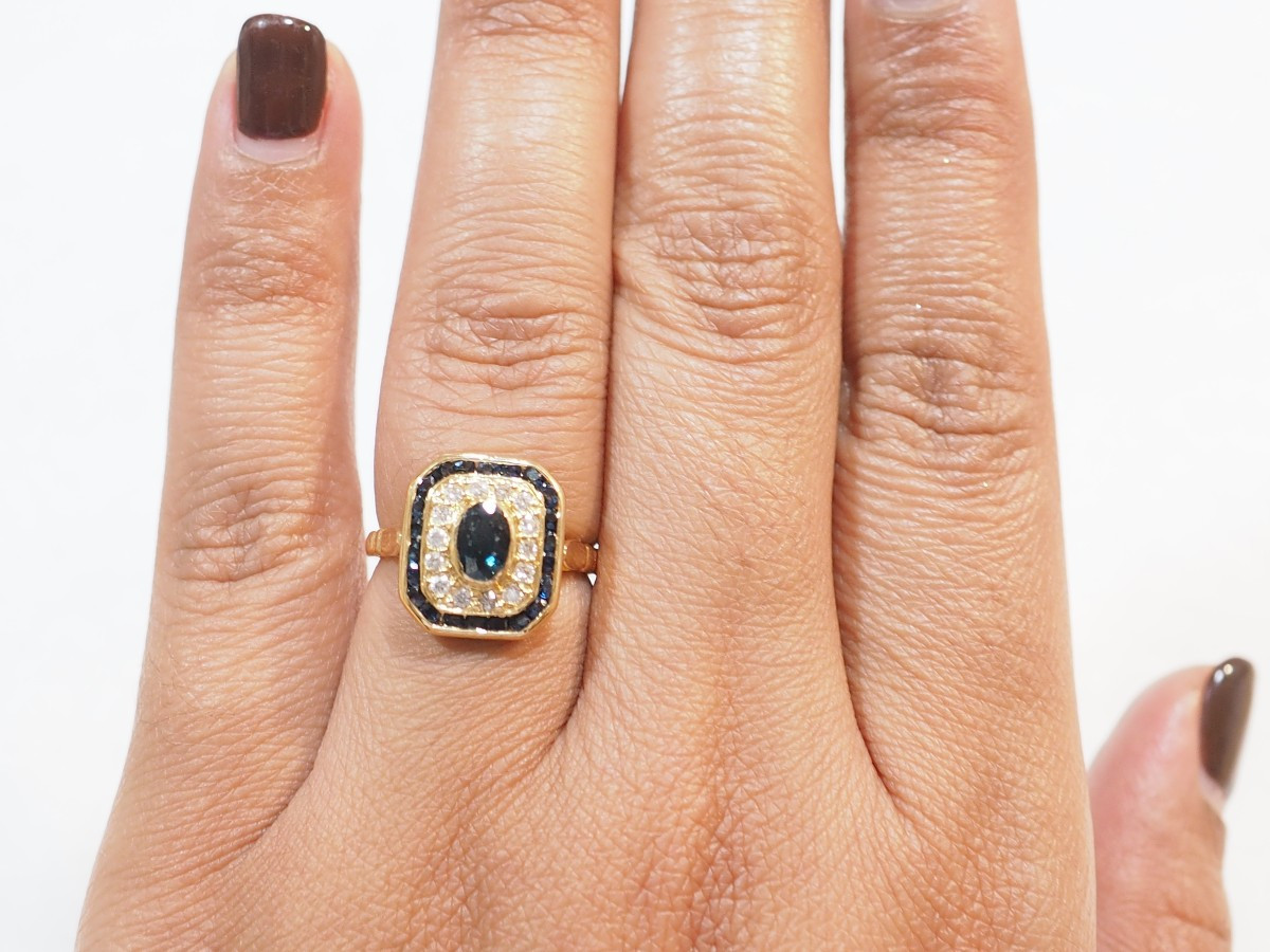 Yellow Gold, Sapphire And Diamond Entourage Ring-photo-3