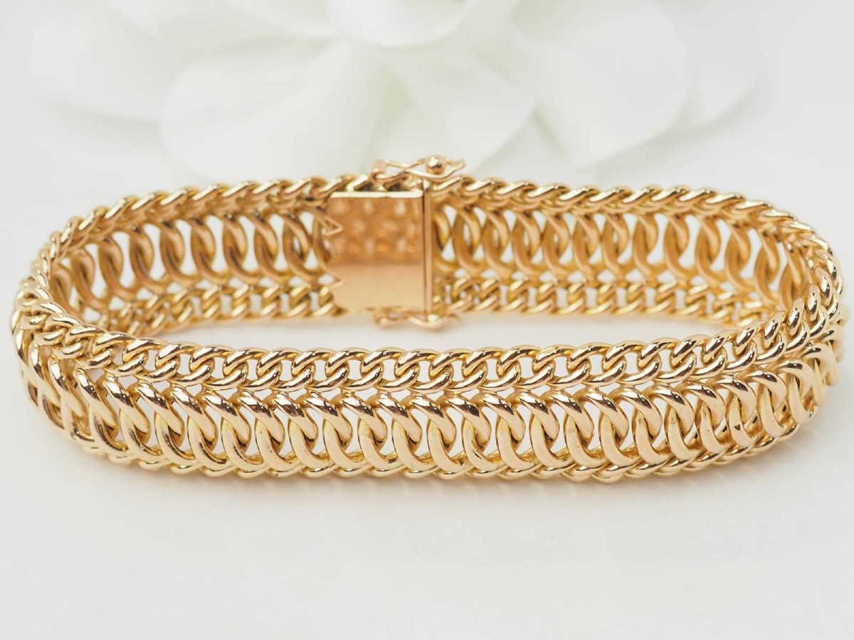 Bracelet maille américaine en or jaune-photo-2