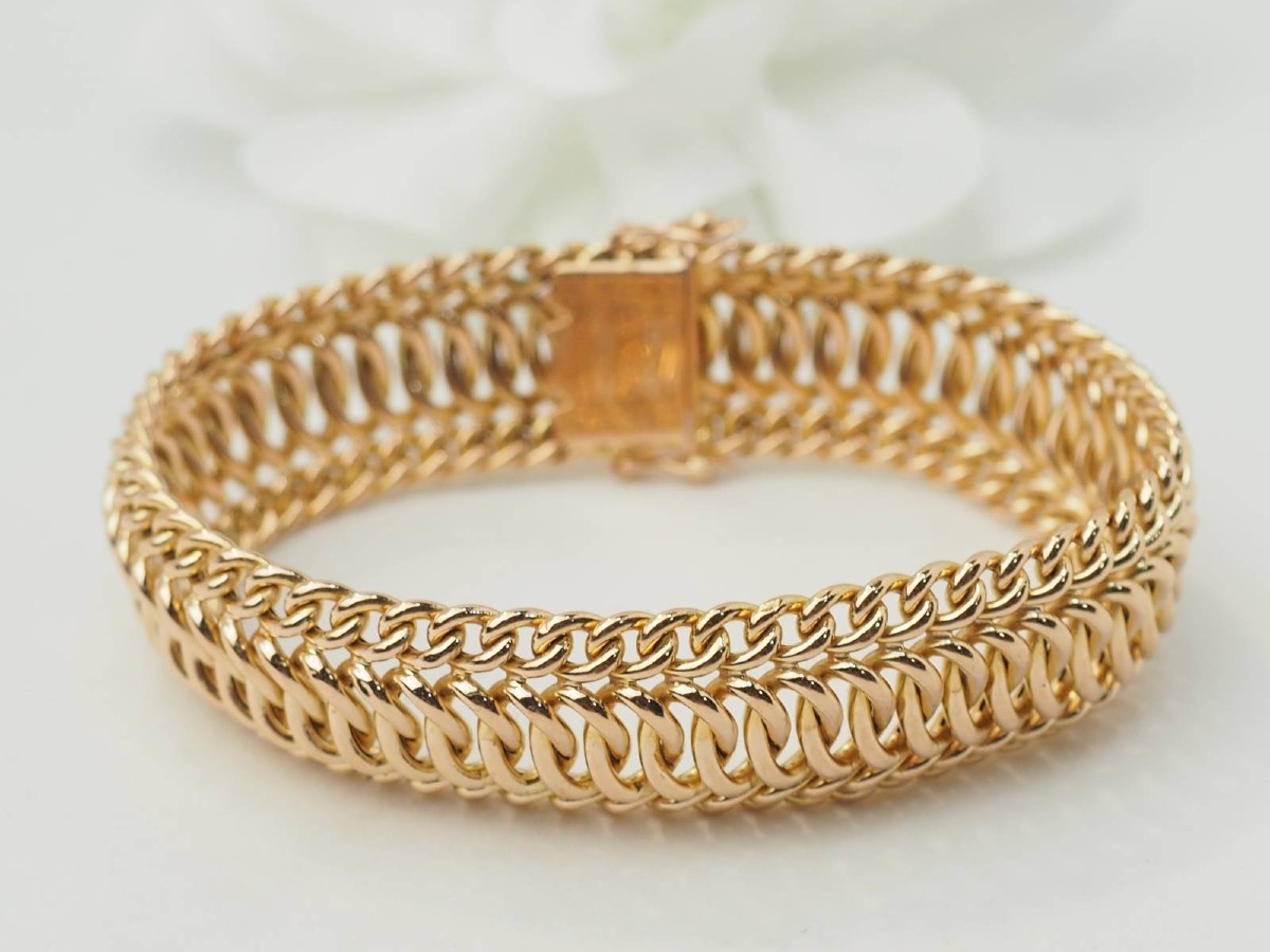 Bracelet maille américaine en or jaune-photo-3