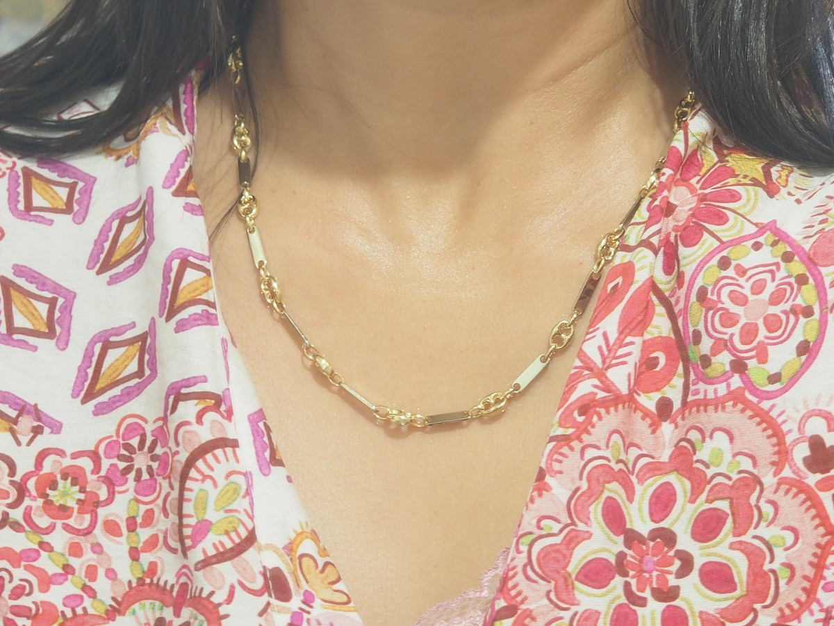 Pre-owned Yellow And White Gold Coffee Bean Necklace-photo-2