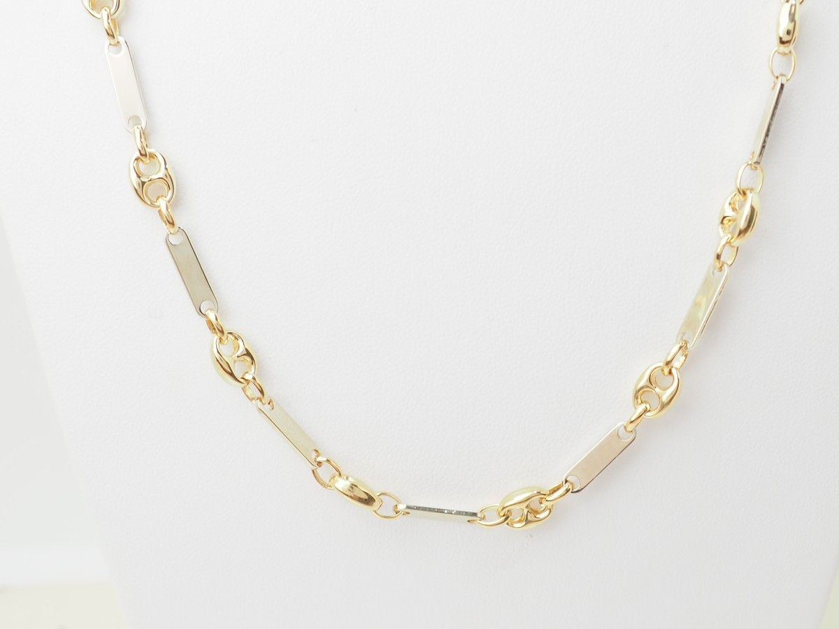 Pre-owned Yellow And White Gold Coffee Bean Necklace-photo-3